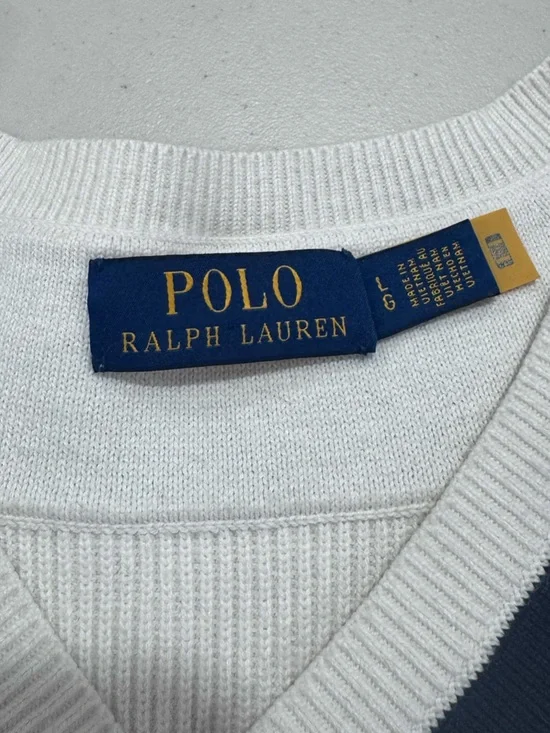 Polo Ralph Lauren Women White US Open Umpire Cricket Sweater Size Large - Picture 4 of 7